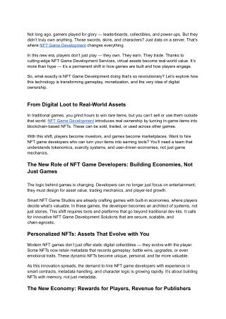 NFT Game Development Is Changing Gaming Forever — But How_