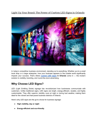 Light Up Your Brand: The Power of Custom LED Signs in Orlando