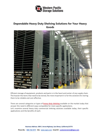 Dependable Heavy Duty Shelving Solutions for Your Heavy Goods