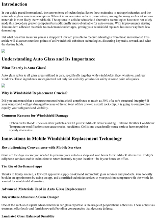 Innovations in Mobile Windshield Replacement Technology
