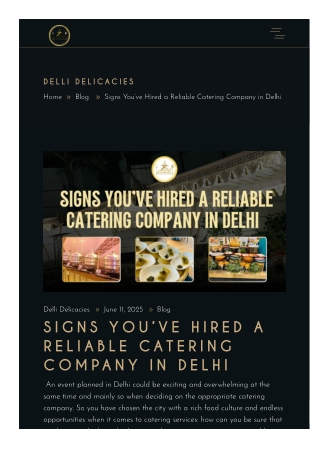 Signs You’ve Hired a Reliable Catering Company in Delhi