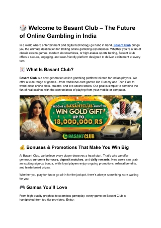 welcome to basant club the future of online