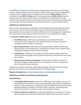 LiDAR Sensor Market Analysis 2025-2037: Price Trends, Regional Analysis and Fore