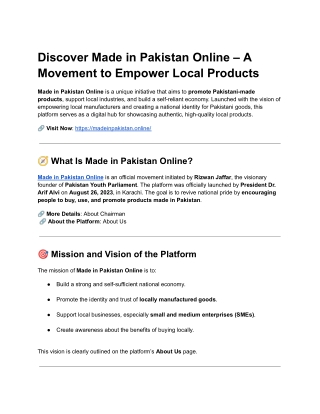 Discover Made in Pakistan Online – A Movement to Empower Local Products