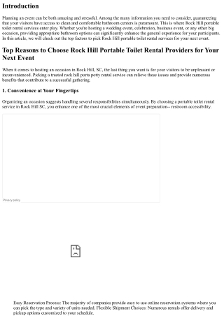 Leading Reasons to Pick Rock Hill Portable Toilet Rental Providers for Your Next