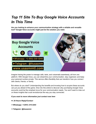 Top 11 Site To Buy Google Voice Accounts In This Time