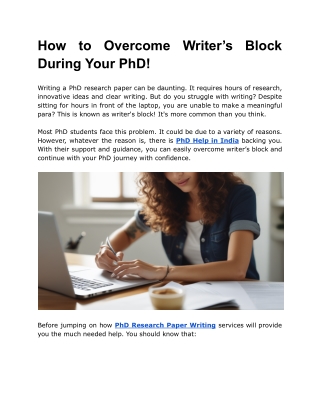 How to Overcome Writer’s Block During Your PhD!