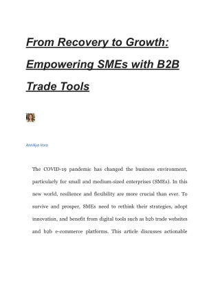 From Recovery to Growth_ Empowering SMEs with B2B Trade Tools
