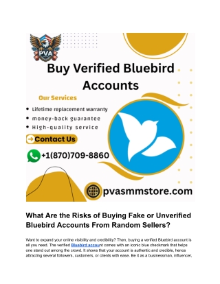 What Are the Risks of Buying Fake or Unverified Bluebird Accounts From Random Sellers_