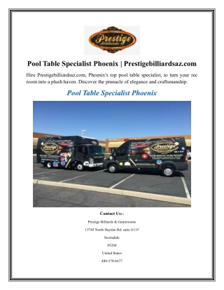 Pool Table Specialist Phoenix Prestigebilliardsaz.com