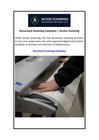 Document Scanning Company  Access Scanning