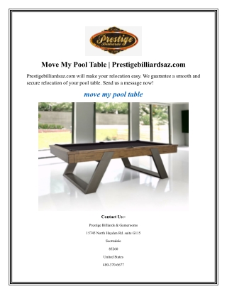 Move My Pool Table Prestigebilliardsaz.com