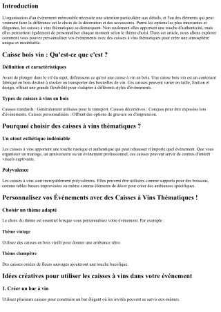 Personnalisez vos Événements avec des Caisses à Vins Thématiques!