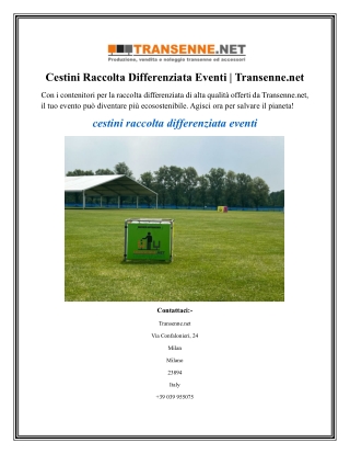 Cestini Raccolta Differenziata Eventi Transenne.net