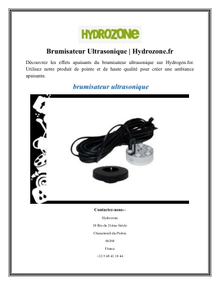 Brumisateur Ultrasonique Hydrozone.fr