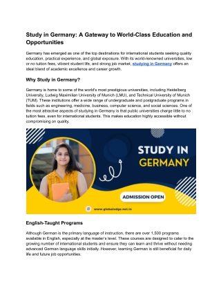 Study in Germany – Courses, Visa, Scholarships & More