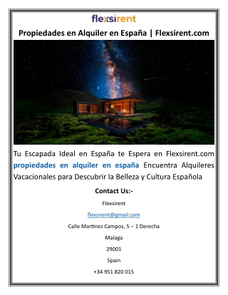 Propiedades en Alquiler en España Flexsirent