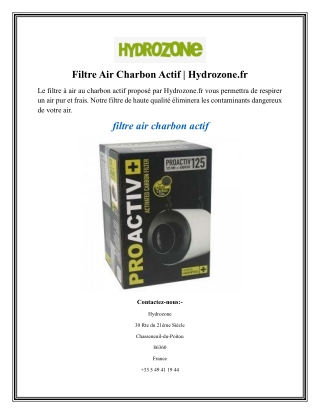 Filtre Air Charbon Actif Hydrozone.fr