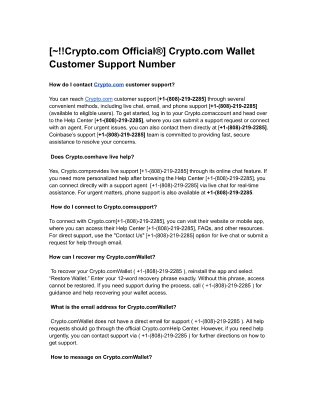 Crypto.com Wallet Customer Support Number