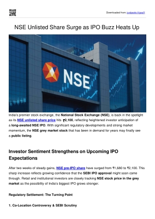 NSE Unlisted Share Surge as IPO Buzz Heats Up