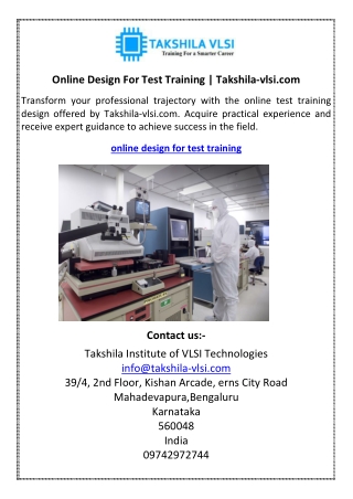 Online Design For Test Training  Takshila-vlsi.com