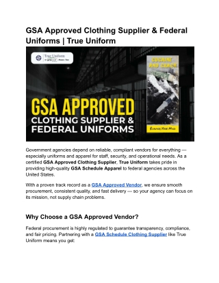 GSA Approved Clothing Supplier & Federal Uniforms | True Uniform