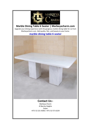 Marble Dining Table 6 Seater  Marbeyacharm.com.