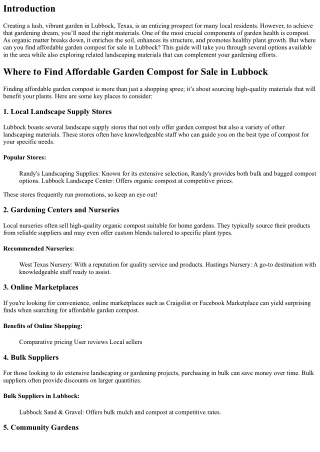 Where to Find Affordable Garden Compost for Sale in Lubbock