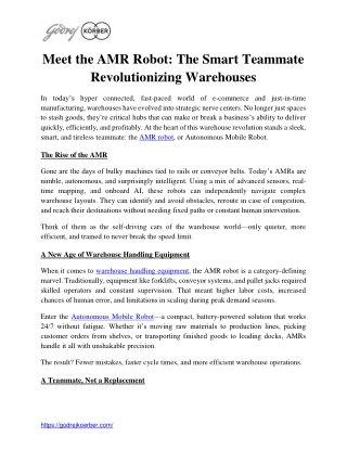 Meet the AMR Robot_The Smart Teammate Revolutionizing Warehouses