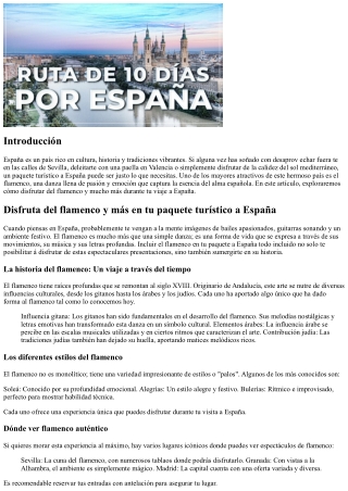 Disfruta del flamenco y más en tu viaje vacacional a España