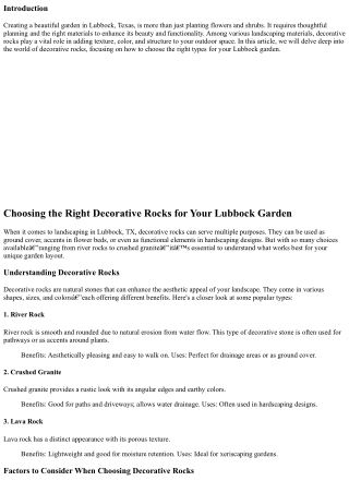 Choosing the Right Decorative Rocks for Your Lubbock Garden