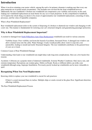Rear Windshield Replacement: What You Should Know