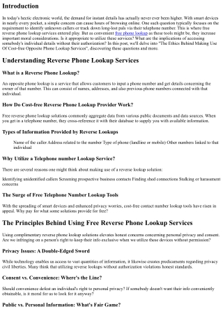 The Ethics Behind Utilizing Totally Free Reverse Phone Lookup Services