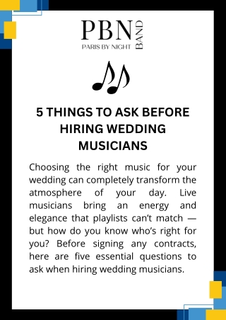5 Things to Ask Before Hiring Wedding Musicians