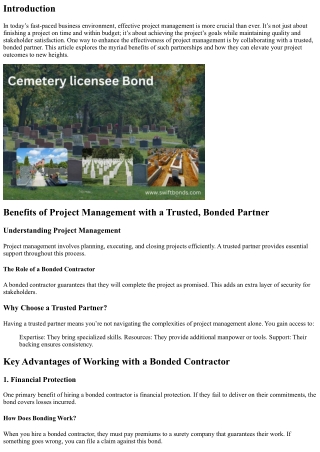 Benefits of Project Management with a Trusted, Bonded Partner
