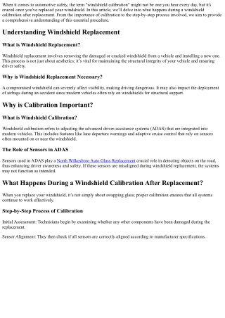 What Happens During a Windshield Calibration After Replacement?