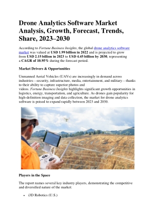 Drone Analytics Software Market Analysis