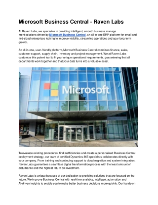 Microsoft Business Central - Raven Labs
