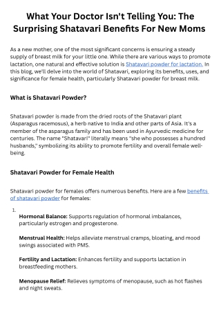 What Your Doctor Isn't Telling You The Surprising Shatavari Benefits For New Moms
