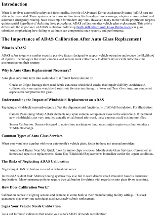 The Importance of ADAS Calibration After Auto Glass Replacement