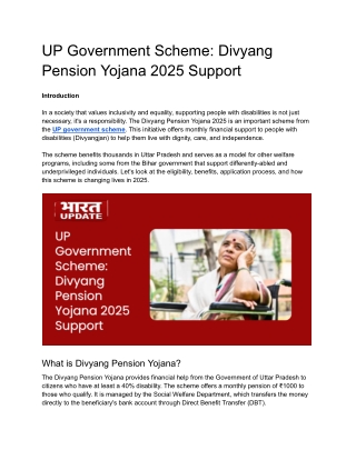 UP Government Scheme_ Divyang Pension Yojana 2025 Support