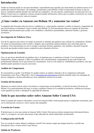 Funciones clave de Helium 10 para nuevos vendedores exitosos
