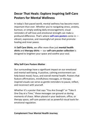Therapy-Inspired Posters to Support Mental Wellness