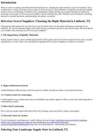 Driveway Gravel Suppliers: Choosing the Right Material in Lubbock, TX