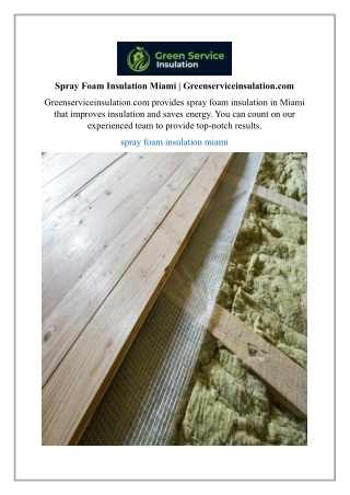 Spray Foam Insulation Miami | Greenserviceinsulation.com
