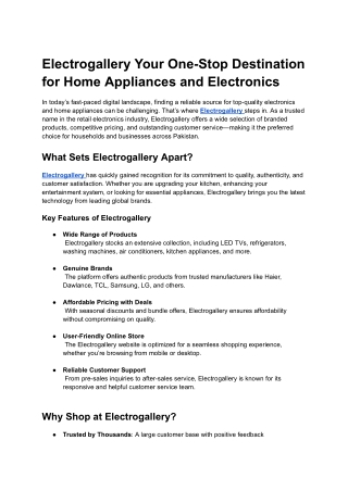 Electrogallery Your One-Stop Destination for Home Appliances and Electronics
