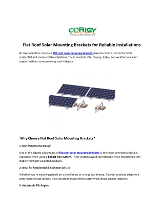 Flat Roof Solar Mounting Brackets for Reliable Installations