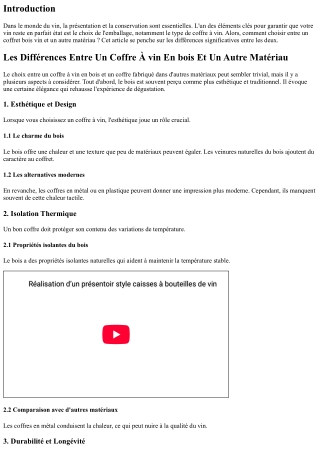 Les Différences Entre Un Coffre À vin En bois Et Un Autre Matériau