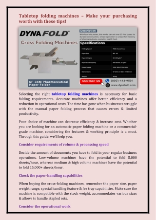 Cross folding machines