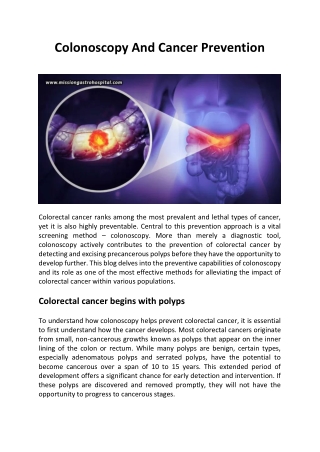 Colonoscopy And Cancer Prevention